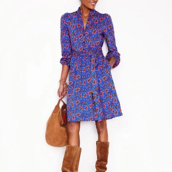 Boden Willow Frill Short Shirt Dress Sz 6P Garden Party Boho Casual Flower NWOT - Picture 2 of 11